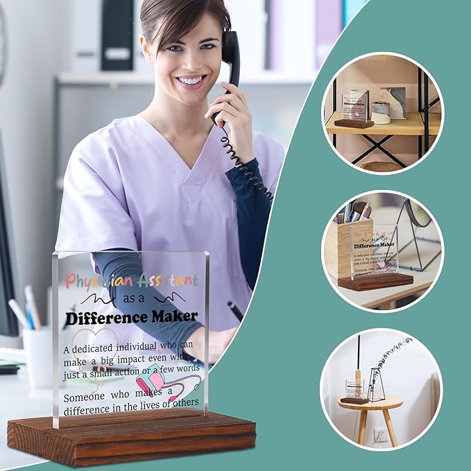 Physician Assistant Gifts Clear Desk Decorative Sign, Recognition Appreciation Gift for Future Physician Assistant Students Grad, PA Difference Maker Pharmacy Clinic Office Decor Plaques TZD33