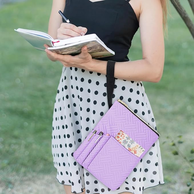 Book Sleeve with Zipper, 11"X9" Padded Book Protector, Washable Quilted Book Covers for Paperbacks, Book Pouch with Pockets for Book Lover Gifts