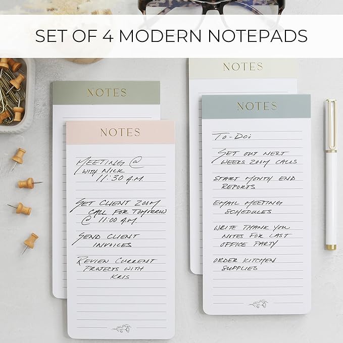 Beautiful Magnetic Notepads for Fridge - Set Of 4 Modern Note Pads With Lined Pages to Easily Write Notes & Make Grocery/Shopping Lists - The Perfect To Do Pad w/ Strong Magnets for Your Refrigerator