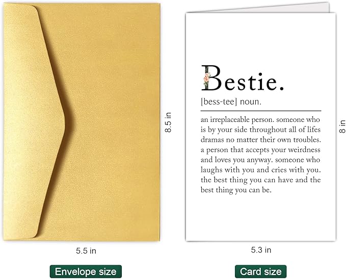 Chenive Bestie Definition Card, BFF Greeting Card, Funny Best Friend Birthday Card, Bestie Sister Friendship Card for Women Lady Girl