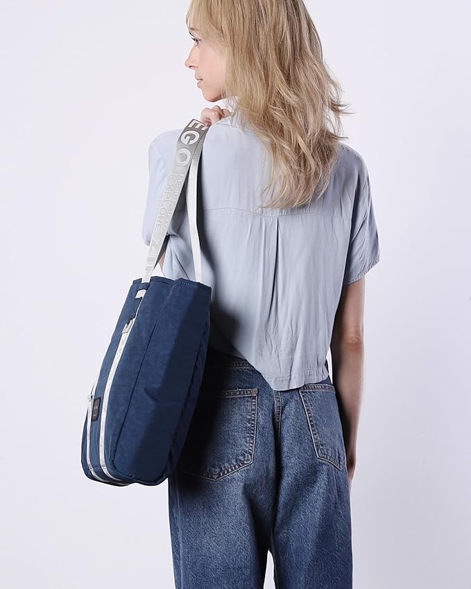 ZIMEGO Unisex Two-Tone Gym Tote Bag - Stylish Everyday Travel Tote with Double Top Handles