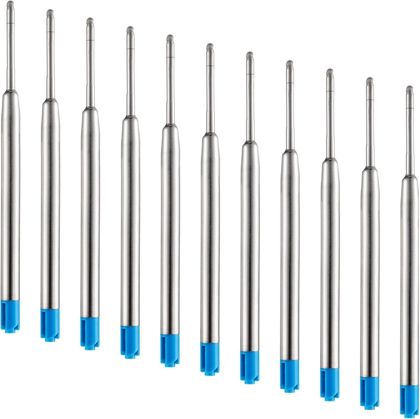 HeTaoCat Blue Ink Refill Pack of 5, Replaceable Ballpoint Pen Refills, Medium Point Metal Refil (Blue)