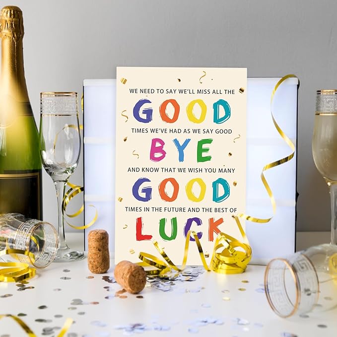 Asmallgf Cute Coworker Leaving Farewell Card, Good Luck Gifts for Coworker Boss, Great Goodbye Card for Women Men
