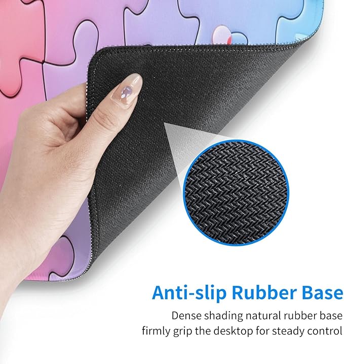Gaming Mouse Pad Desk Pad,Extended Big Mouse Pad,31.5x11.8 Inch Long Computer Keyboard Mouse Mat Mousepad with 3mm Non-Slip Base and Stitched Edge for Gaming and Office… (Multicoloured Puzzle)