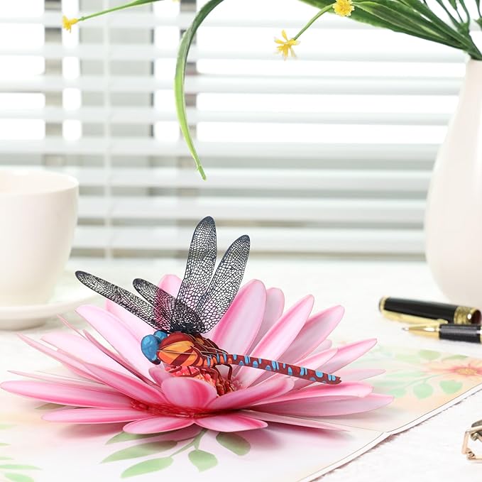 Pop Up Birthday Cards, Dragonfly and Gerbera Daisies Flower 3D Birthday Card for Women, Happy Mother’s Day Card, Valentines Day Card for Mom, Wife, Sister, Wife, Grandma, Daughter, Girlfriends