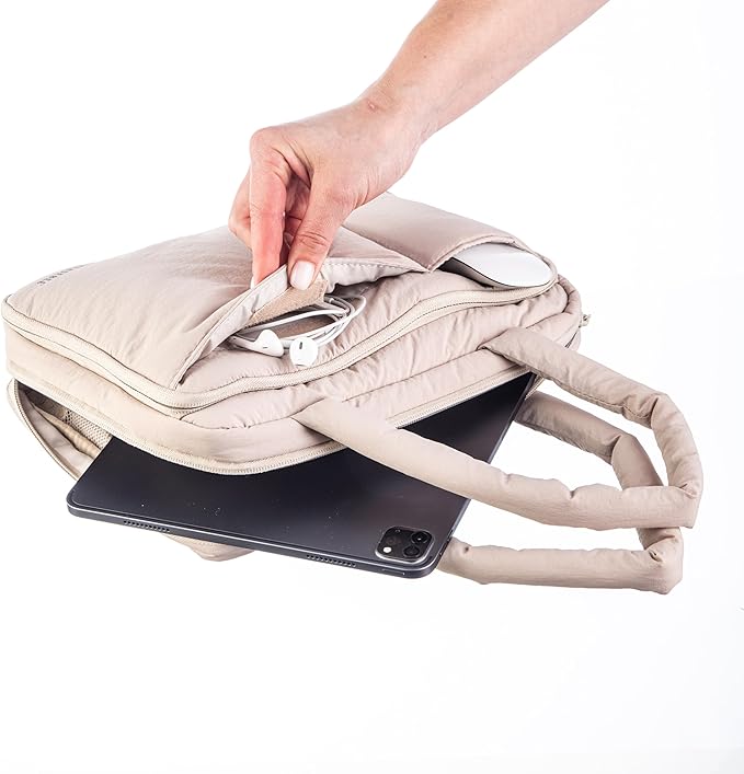 DiverseBee Large Bible Cover with Handles, Bible Carrying Case for Women, Bible Tote Bag, Book Cover, Bible Accessories Gift (Beige)