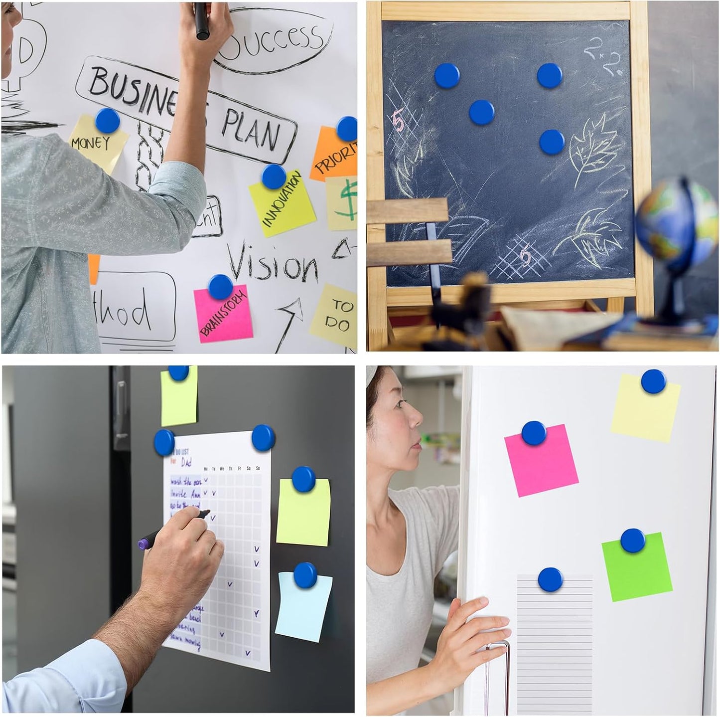 Fridge Magnets, 20 Pcs Small Round Strong Heavy Duty Cute Magnets for Refrigerator, Whiteboard, Locker, Office, Classroom - Blue