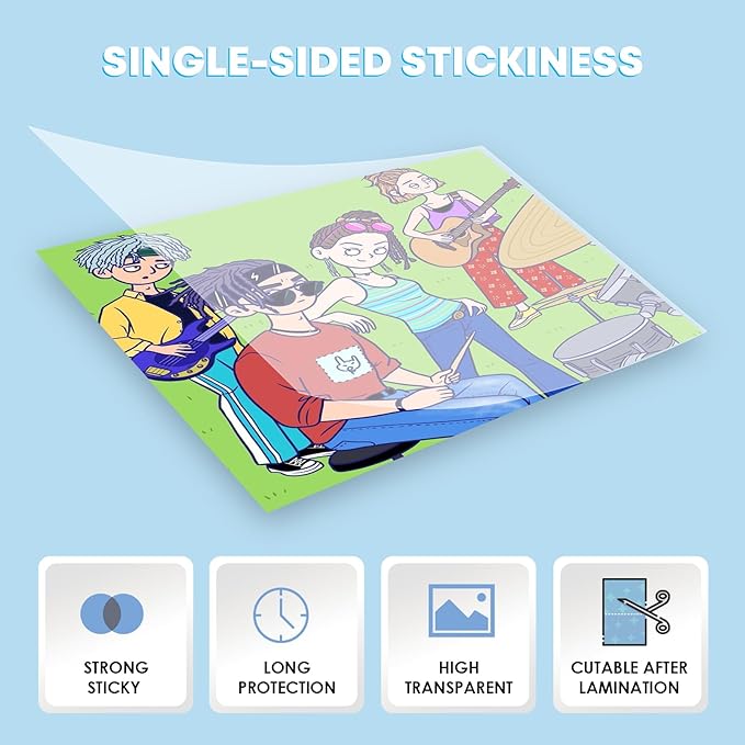 HTVRONT Self-Adhesive Laminating Sheets - 50 Sheets, 9 x 12 Inches, No Machine Needed, Clear