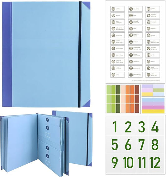 in Case I Go Missing Binder,The Folio Document Organizer,Lifebook Document Organizer with Labels,Suitable for Important Document,Emergency Binder,Life Binder,Passports,and Letters(Light Blue)