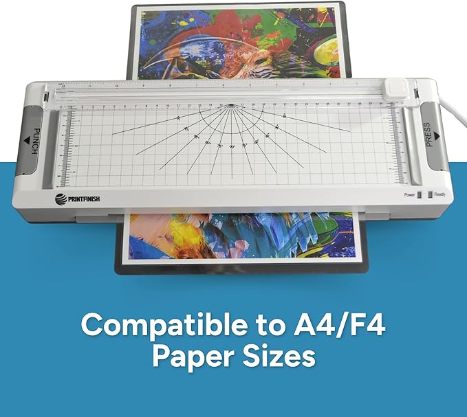 4-in-1 Office Laminator - Versatile Laminating Machine -with 2-Hole Punch, Straight Paper Trimmer, Round Corner Cutting Machine and Hot Lamination for Home Office School