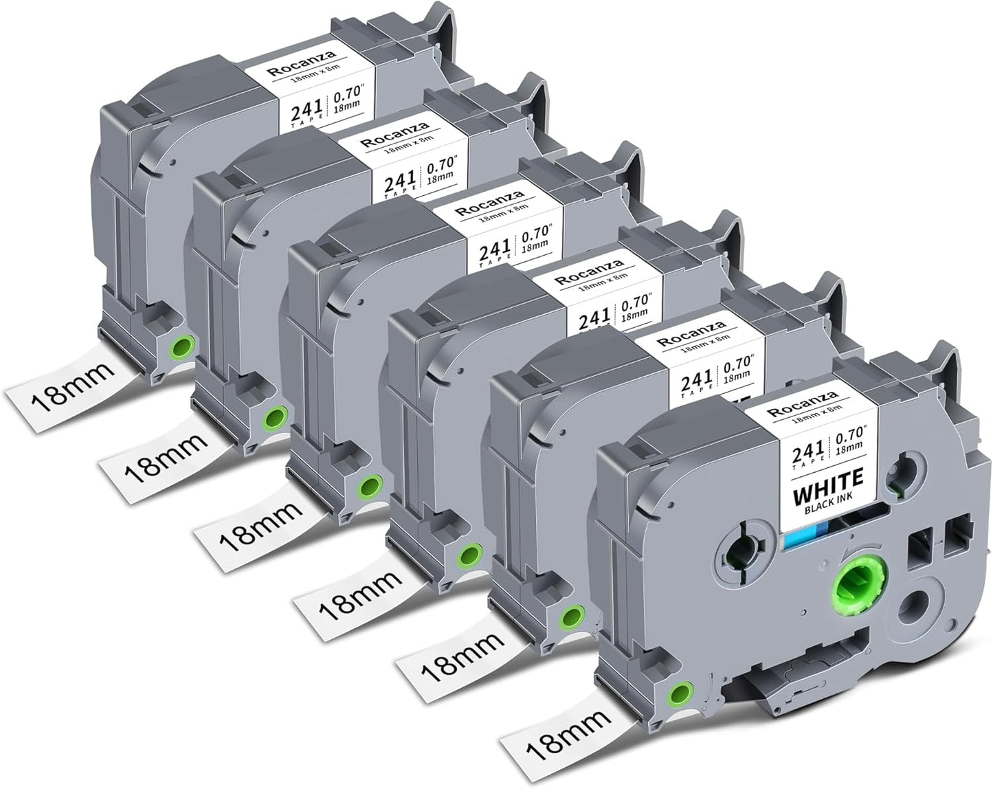 TZe-241 TZ 18mm 0.7 Laminated White Compatible with Brother Label Maker Tape 3/4" PTouch Tape TZe241 Work with Brother P Touch D410 D460BT 2040 1880 1890 E550W P700 P710BT, 6-Pack