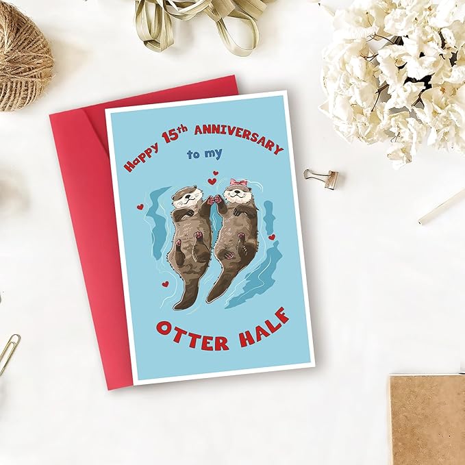 Happy 15th Anniversary Card Gift for Husband,Wife,Romantic Fifteenth Anniversary Card for Boyfriend or Girlfriend,Lovely Fifteen Year Wedding Anniversary Card for Women Men Him Her