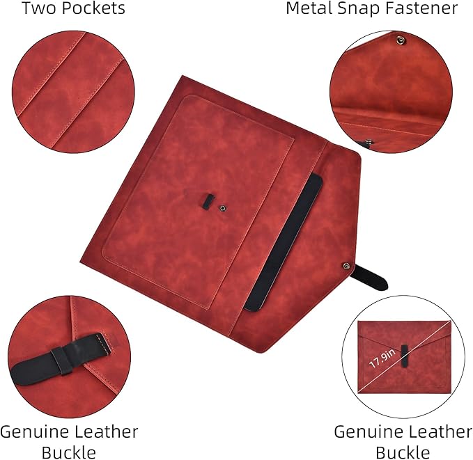 Brown Leather File Folder Letter Size, File Organizer, Important Document Folders with Pockets, Document Organizer, Laptop Sleeve Notebook Case, Paper Storage, A4 Envelopes Filing Folder