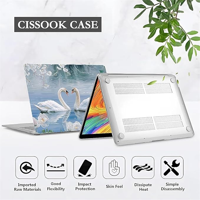 Compatible with 14.2 Inch MacBook Pro A2442/A2779, Elegant Swan Hard Plastic Shell Cover Case
