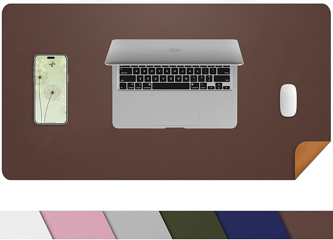 Desk Mat,Leather Desk mat,Double-Sided Desk Pad,Desk matt for Desktop,Large Mouse Pad,Office Desk mat,Waterproof Desk Blotter pad for Office&Home(Coffee 23.6in*13in)