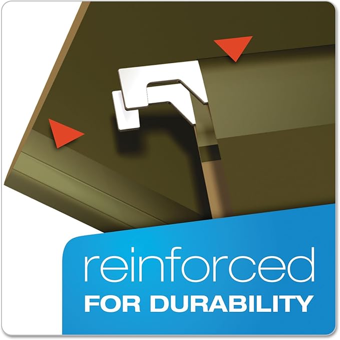 Pendaflex 04152X1 Reinforced 1" Extra Capacity Hanging Folders, Standard Green