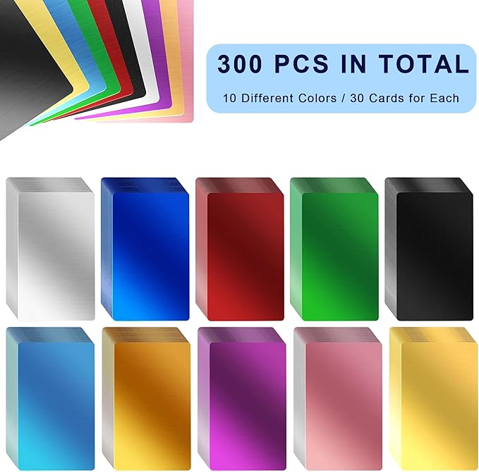 300 Pcs Metal Business Card Blanks Colorful Metal Business Cards for Customize Name Card Reliable and Sturdy Multipurpose Aluminum Business Card Blanks DIY Cards (3.38'' x 2.12'' x 0.01'')…
