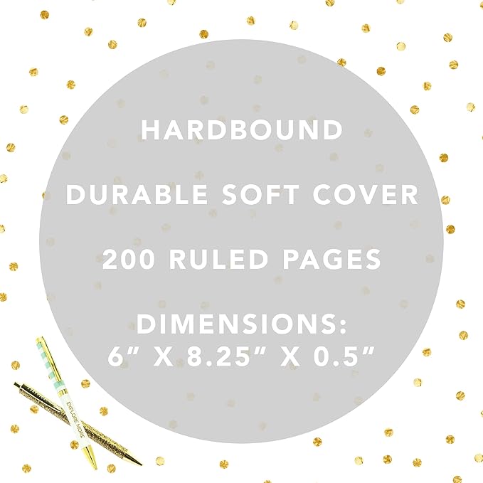 Graphique Soft Cover Journal,"Vintage Blog" Design - 200 Ruled Pages, Embellished with Gold Foil, 6" x 8.25" x .5" - Durable Notebook for Notes, Lists, Recipes, and More