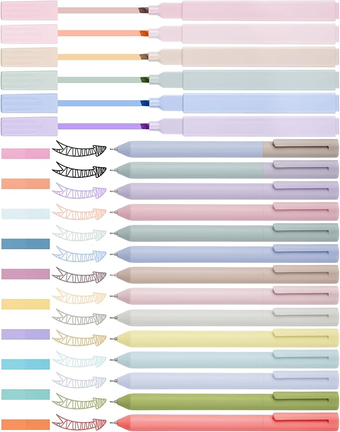 NiArt Bible Study Note-Taking Kit 6 Morandi Highlighters, 14 Gel Pens, 200 Sticky Notes - Non-Bleed, Eye-Friendly Colors for Journaling, Art, Organizing & Creative Projects, Fine Tip Precision Writing