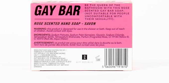Gift Republic Gay Bar Soap Novelty Pride Soap LGBTQ+ Rose Scented Soap Bar Bright Pink Soap for Bathroom Toilet Fun Gift Idea Fight Club Spoof Soap