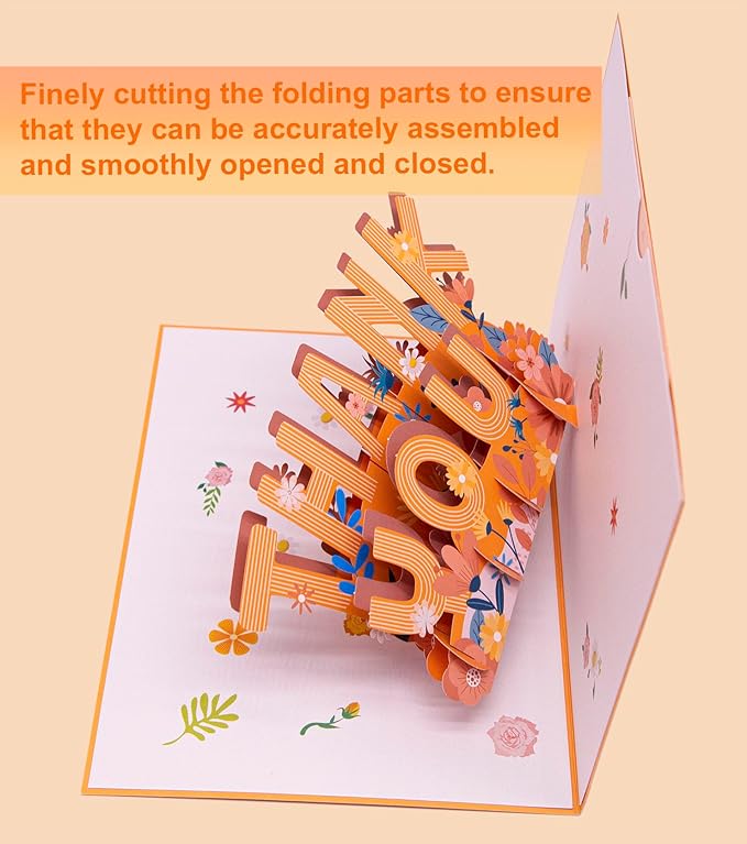 Thank You Pop Up Card, 3D Popup Thank You Gift Cards, Teacher Appreciation Card Thanks Giving Card for Parents, Friends, Colleague, Doctor
