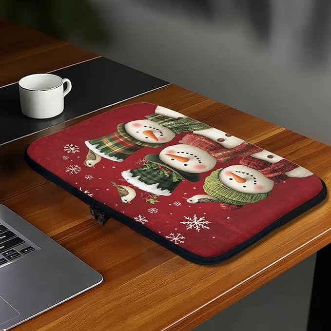 Cute Snowman Laptop Protective Sleeve for Women 17 inch Computer Sleeve Bag Christmas Neoprene Lap Top Case Suitable Gifts for Travel School Office Neatly Organizers Laptop Accessories