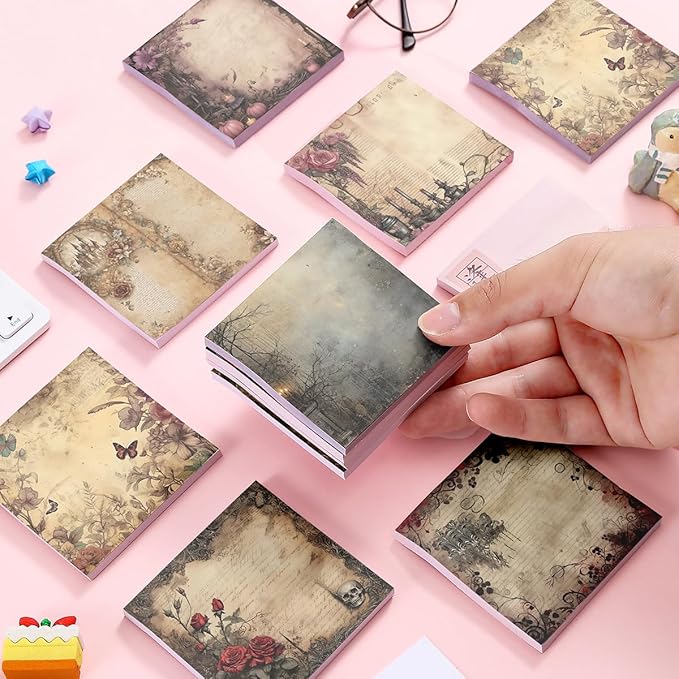 Post it Notes 3x3 Cute and Aesthetic Sticky Notes Planner Notepad - 450 Sheets - Desk Accessories for School, Office, and Home - Ideal Gifts for Teachers, Women, and Coworkers (Dark Rose)