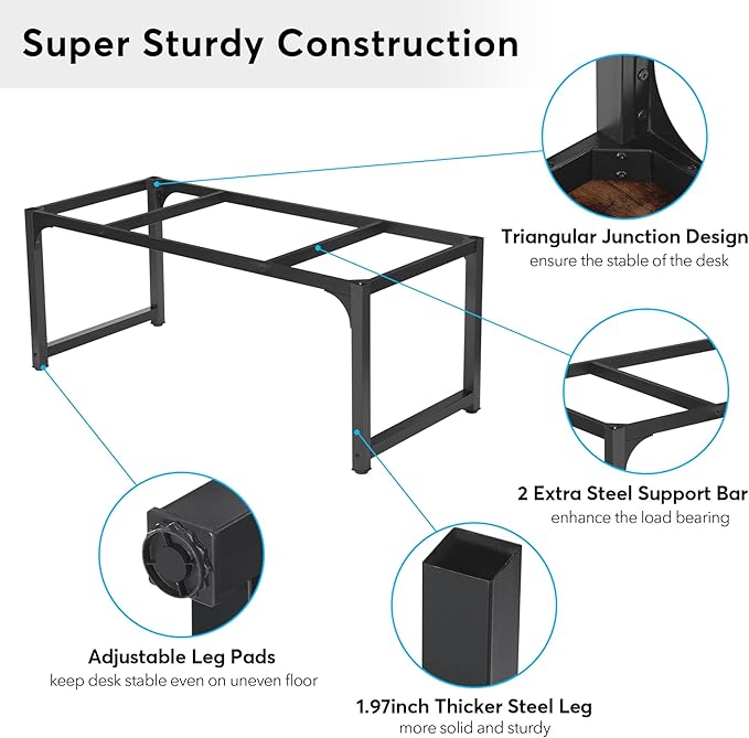 Tribesigns Modern Computer Desk, 63 x 31.5 inch Large Office Desk Computer Table Study Writing Desk Workstation for Home Office, Rustic/Black