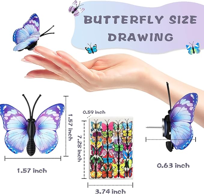 GOUWEIBA 40 Packs Decorative Thumb Tacks - Cute Push Pins Colorful Pushpins for Photo Wall Cork Board Bulletin Board Home Office Decor Cubicle Decorations (Butterfly)