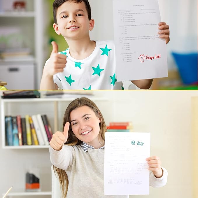 Yinder 24 Pcs Teacher Stamps for Classroom Self Inking Classroom Stamps Bulk for Teachers Elementary Colorful Motivational Encouraging Gifts(Cute)