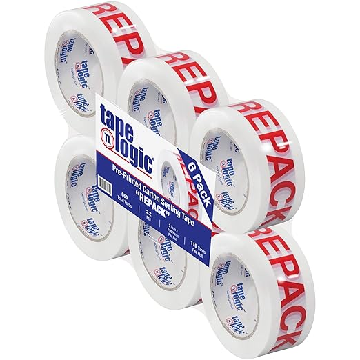 Aviditi Tape Logic 2 Inch x 110 Yard 2.2 Mil Red/White, Heavy Duty Packing Tape, "Repack" 6 Pack, Perfect for Packing, Shipping, Moving, Home and Office