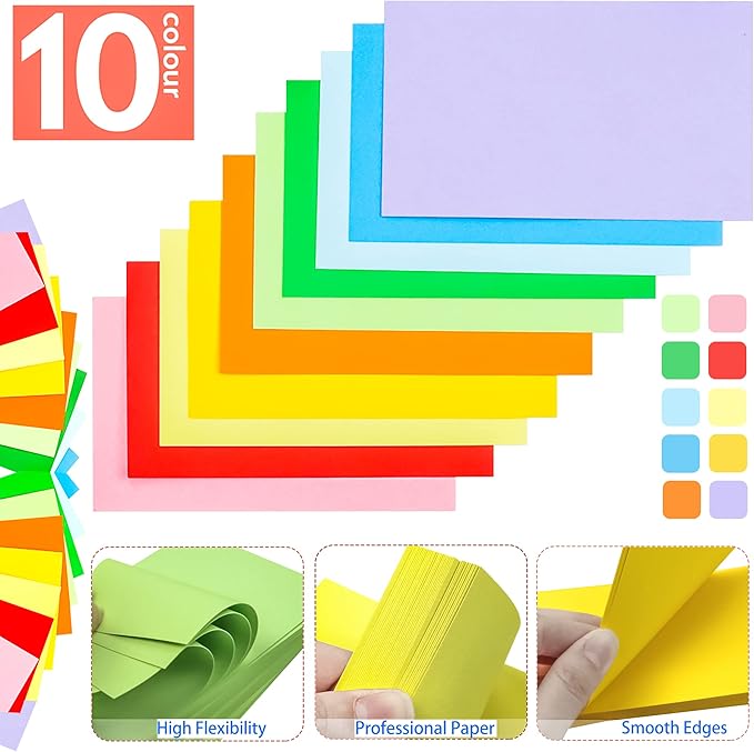 MotBach 600 Pieces Index Cards Flash Cards,3" x 5", 10 Color Assorted Color Blank Memo Note Cards Unlined Studying Record Index Cards To Do List for Home School Office Supplies