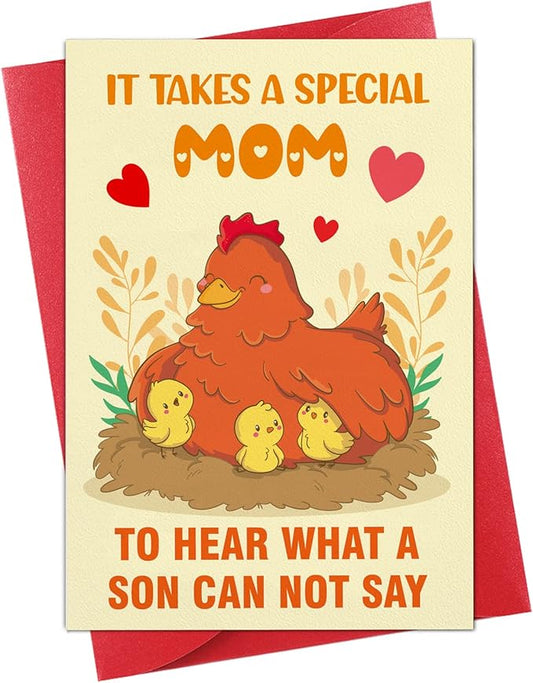 FaCraft Funny Mothers Day Card for Mom Thank You Gift Cards with Envelope, for Mother from Son Daughter Kids