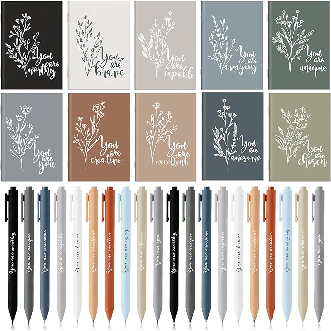 40 Pcs Inspirational Notebooks Motivational Mini Notepads Bulk Aesthetic Mini Notebook with Pen Employees Appreciation Gifts for Social Worker Coworkers Teachers Office (Neutral Colors)