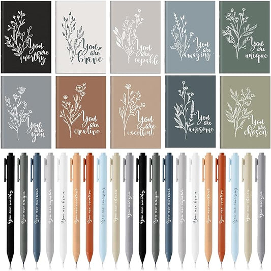 40 Pcs Inspirational Notebooks Motivational Mini Notepads Bulk Aesthetic Mini Notebook with Pen Employees Appreciation Gifts for Social Worker Coworkers Teachers Office (Neutral Colors)