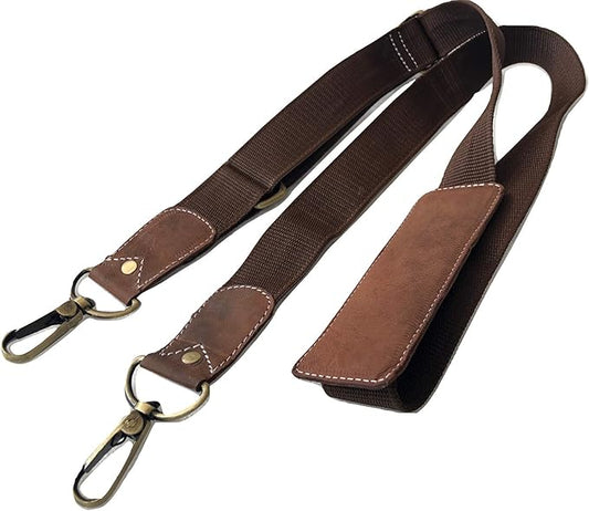 Shoulder Strap, 52" Universal Replacement Laptop Shoulder Camera Strap Luggage Duffel Adjustable Comfortable Blet with Metal Hooks for Briefcase Computer Messenger Bag Laptop Notebook Case,Brown