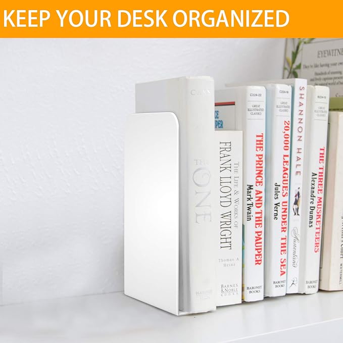 VFINE White Metal Bookends: 2 Pairs for Heavy Books and Shelves