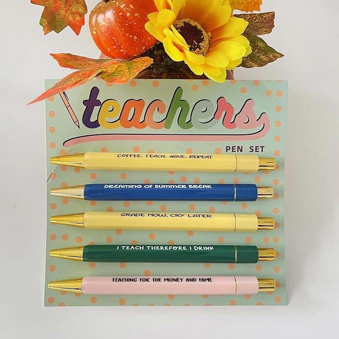 Jxueych Funny Pens 5-Count, Black Ink,Medium Nib 1.0mm, Funny Office Gifts for Coworkers, Personalized Pens Vibrant Funny Quotes Swear Word Daily Pen Set (Q)