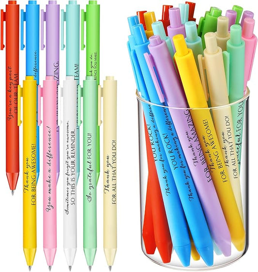 50 Pcs Gel Ink Pens Motivational Inspirational Quote Pen Retractable Rolling Ball Smooth Writing for Coworkers Supplies Office Home(Fresh Color,Thankful)