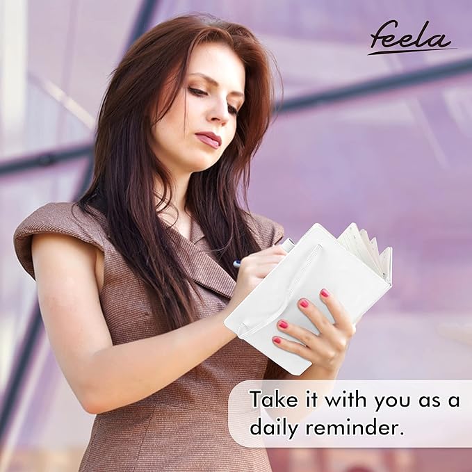 feela 3 Pack Notebooks Journals Bulk, Hardcover Notebook Classic Ruled Lined Journals with Pen Holder for Women Girls School Business Supplies, with 3 Black Pens, 120 GSM, 5.1”x8.3”, A5, White