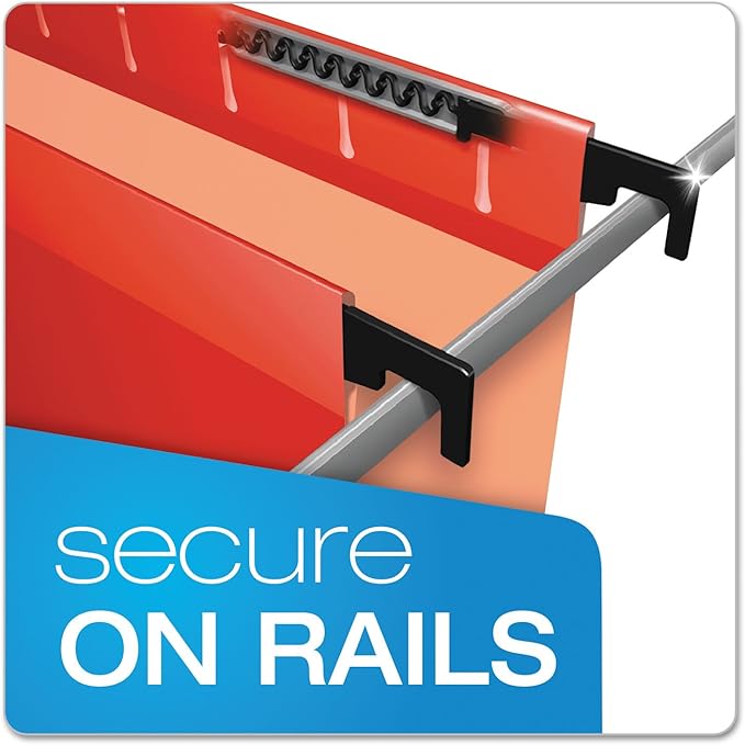 Pendaflex SureHook Reinforced Hanging Folders, Letter Size, Red, 20 per Box (6152 1/5 RED)