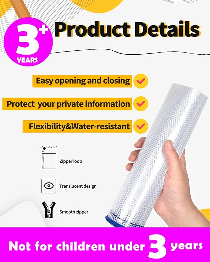 SUNEE Mesh Zipper Pouch 9x13 in (Black, 24 Packs),Extra Large Water-Resistant Zip Bag for School Office Supplies, Puzzles & Games Organizing Storage