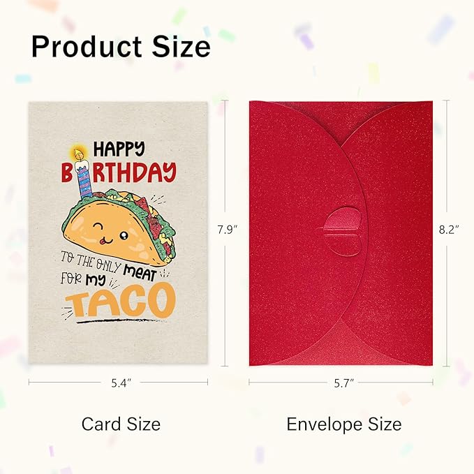 Cute Taco Birthday Card for Him Her,Funny Birthday Cards for Husband and Wife,Lovely Birthdays Anniversary Card Gifts - Only One for My Taco