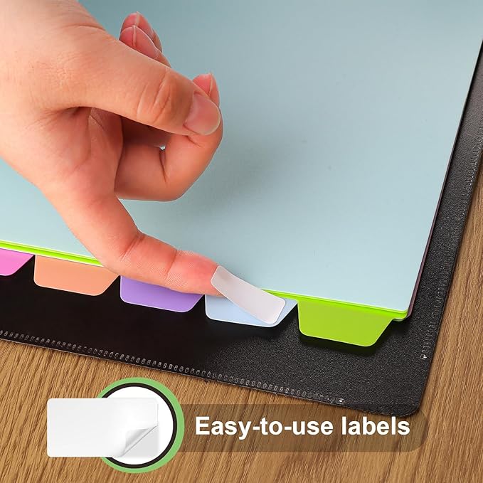 HABGP 24Pcs/3 Set Binder Dividers with Tabs, 8 Color Tab for 3 Ring Binder Dividers, Page Folder Dividers for 3 Ring Binder Sheet Paper Protectors, Plastic Tabbed File Dividers with Tabs