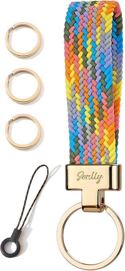 SENLLY Car Keychain, Stretchy Key Holder, Original Elastic Anti-Drop Design Finger Lanyard Strap