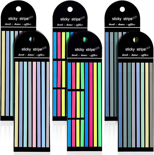 Juome 1280Pcs Highlighter Tape, Transparent Sticky Long Page Markers Tabs, Morandi Clear Highlighter Strips Flags Stickers, Book Tabs for Annotating Books Aesthetic Office School Study Supplies