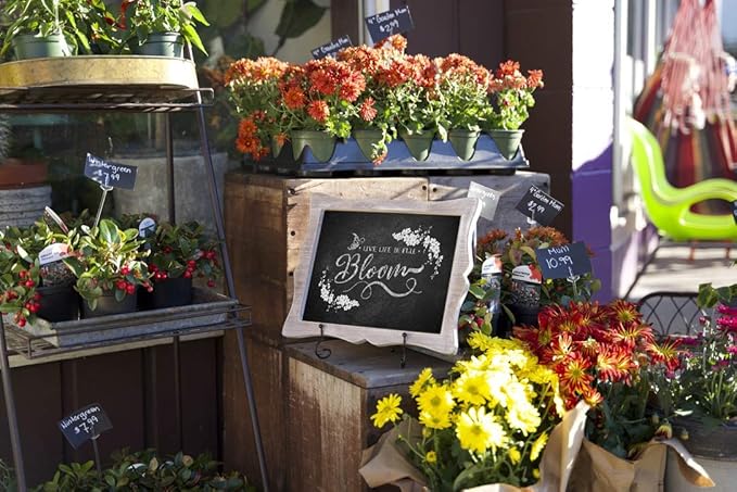 Tabletop Chalkboard Sign with Easel (11x13) + 8 Brilliant Liquid Chalk Markers | Hanging or Freestanding Framed Chalkboard with Hand Crafted Sweetheart Frame - Multipurpose Small Chalkboard Sign