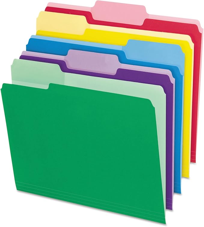Pendaflex 84370 File Folders with Erasable Tabs, 1/3 Cut Top Tab, Letter, Assorted (Pack of 30)