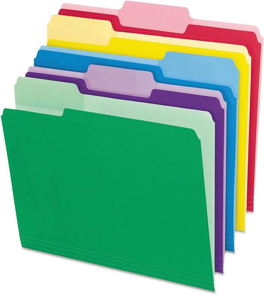 Pendaflex 84370 File Folders with Erasable Tabs, 1/3 Cut Top Tab, Letter, Assorted (Pack of 30)