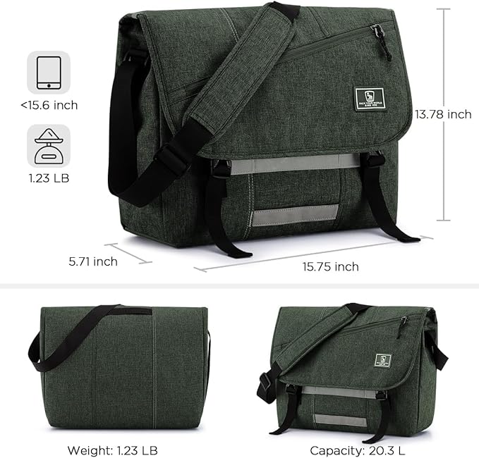 OIWAS Laptop Messenger Bag for Men Crossbody 15.6 Inch Satchel Bags Briefcase Shoulder Bag Work Travel Women Green